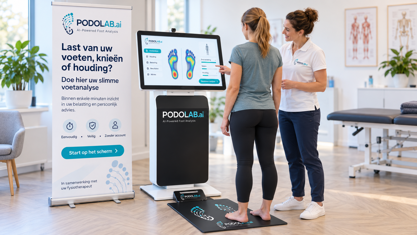 Podolab.ai voetmeting in een fysiotherapiepraktijk